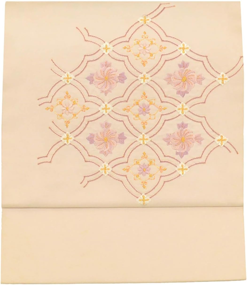 着物ひととき] 名古屋帯 単衣 正絹 金 リサイクル 帯 お太鼓柄 糸 金駒刺繍